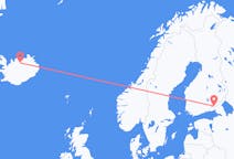 アイスランドのアークレイリから、フィンランドのラッペーンランタまでのフライト