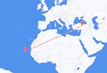 Flyg från Boa Vista (kommun i Brasilien, Roraima, lat 3,19, long -60,61), Kap Verde till Sivas, Turkiet