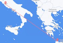 ギリシャのハニアからから、イタリアのローマまでのフライト