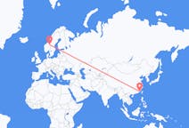 Flyg från Xiamen, Kina till Röros, Norge