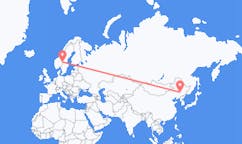 Flyg från Changchun, Kina till Rörbäcksnäs, Sverige