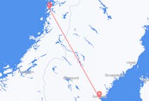 Loty z Sandnessjøen, Norwegia z Sundsvall, Szwecja