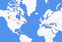Flyg från Grande Prairie, Kanada till Erzurum, Turkiet