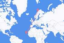 Flyg från Boa Vista (kommun i Brasilien, Roraima, lat 3,19, long -60,61), Kap Verde till Narvik, Norge