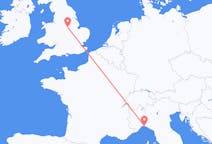 Flyg från Genua, Italien till Nottingham, England