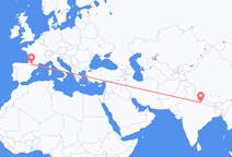 Flyg från Nepalgunj, Nepal till Lourdes (kommun i Brasilien, São Paulo, lat -20,94, long -50,24), Frankrike