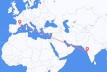 Flyg från Bombay, Indien till Carcassonne, Frankrike