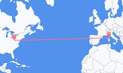 Flyreiser fra Morgantown, USA til Figari, Frankrike