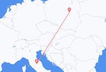 Flyg från Warszawa, Polen till Perugia, Italien