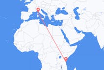 Flyg från Zanzibar, Tanzania till Bastia, Frankrike