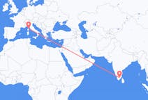 Vluchten van Madurai, India naar Bastia, Vercelli, Frankrijk