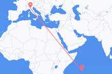 Flyrejser fra Mahé (Indien), Seychellerne til Reggio Emilia, Italien