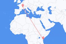 Flights from Ukunda, Kenya to Lyon, France