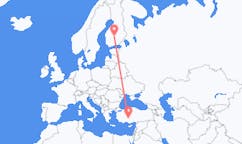 เที่ยวบิน จาก คอนยา, ตุรกี ถึงจีวาสกีลา, ฟินแลนด์