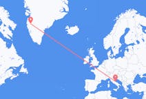 Vluchten van Kangerlussuaq, Groenland naar Pescara, Italië