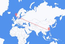 Flyg från Xiamen, Kina till Haugesund, Norge