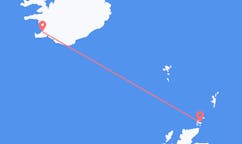 航班从Scotland柯克沃尔市到雷克雅维克市，冰岛塞尔