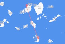 Vols depuis la ville de Parikiá vers la ville de Santorin