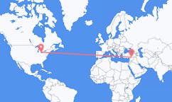 Flyreiser fra Detroit, USA til Sanliurfa, Tyrkia