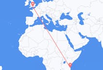 Flyrejser fra Dar es-Salaam, Tanzania til Southampton, England