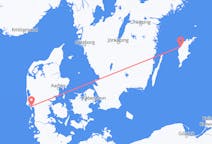 Lennot Visbystä, Ruotsista Esbjergiin, Tanskaan