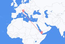 Vluchten van Balbala, Djibouti naar Florence, Italië