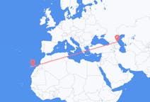 Flyrejser fra Makhatjkala, Rusland til Las Palmas, Spanien