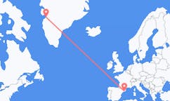 出发地 格陵兰卡西江吉特目的地 西班牙巴塞罗那的航班
