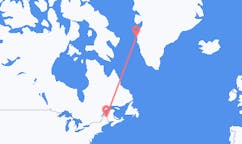 米国のプレスク アイルから、グリーンランドのシシミウトまでのフライト