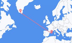 Flüge von Narsaq, Grönland nach Mahón, Spanien