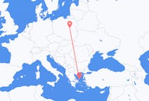 Vluchten van Warschau, Polen naar Skyros, Griekenland