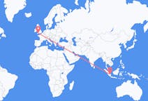 Flights from Palembang, Indonesia to Exeter, the United Kingdom