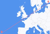 Vluchten van Terceira, Portugal naar Helsinki, Finland