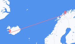 Fly fra byen Sørkjosen, Norge til byen Reykjavik, Island