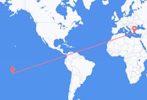 Flyg från Rarotonga, Cooköarna till Mykonos, Grekland