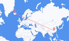 Vluchten van de stad Changsha, China naar de stad Akureyri, IJsland