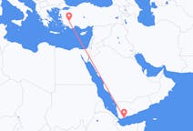 Vluchten van Aden, Jemen naar Denizli, Turkije