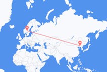 Vluchten van Shenyang, China naar Rörbäcksnäs, Zweden