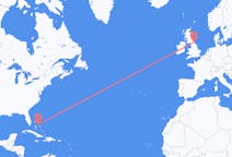 Flyreiser fra Nord Eleuthera, Bahamas til Newcastle upon Tyne, England
