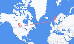 Flyg från Regina, Saskatchewan, Kanada till Sogndal, Norge