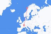 Flyg från Sandnessjøen, Norge till Grenoble, Frankrike