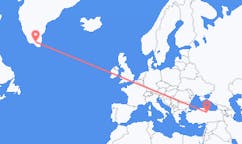 出发地 格陵兰纳萨尔苏克目的地 土耳其托卡特的航班