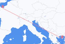 フランスのカーンから、ギリシャのリムノス島までのフライト