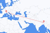 出发地 印度古瓦哈提目的地 意大利都灵的航班