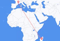 Flyg från Antananarivo, Madagaskar till Montpellier, Frankrike