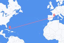 Flyreiser fra Deadman's Cay, Bahamas til Barcelona, Spania