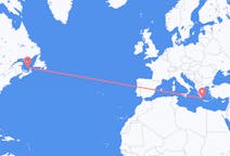 Flyrejser fra Les Îles-de-la-Madeleine, Quebec, Canada til Kythera, Grækenland