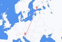 Vluchten van Helsinki, Finland naar Ljubljana, Slovenië