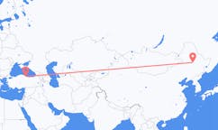 中国の大慶から、トルコのサムスンまでのフライト