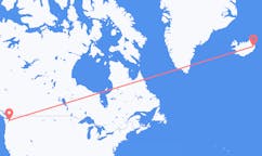 Flyreiser fra byen Seattle, USA til byen Egilsstaðir, Island
